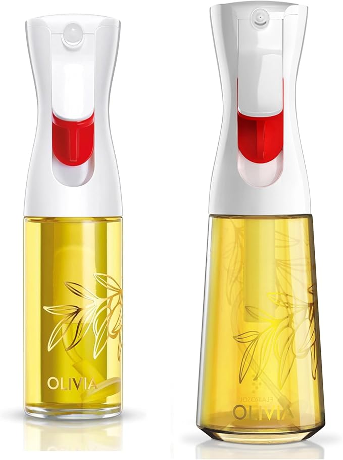 OLIVIA 130ml and 200ml Glass Olive Oil Sprayer, Olive Oil Sprayer for Cooking, Kitchen, Air Fryer, Salad, BBQ (Golden Leaves)
