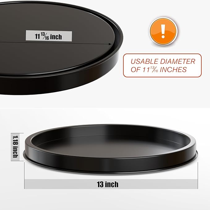 HGF Decorative Tray for Coffee Table, 13 Inch Lightweight Metal Round Trays for Kitchen Sink Counter Organizer Dining Centerpiece Table for Display Candle Vase, Black Round Tray for Decor