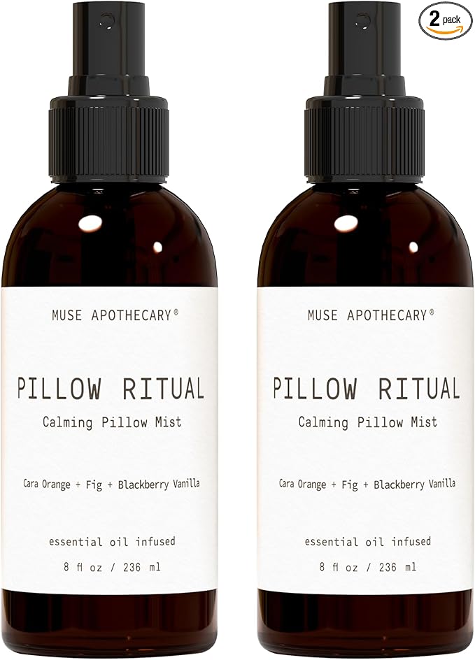 Muse Apothecary Pillow Ritual - Aromatic, Calming and Relaxing Pillow Mist, Linen and Fabric Spray - Infused with Aromatherapy Essential Oils - 8 oz, Cara Orange + Fig + BlackBerry Vanilla, 2 Pack