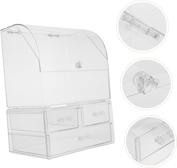 Acrylic Makeup Organizer Box Lid Dustproof Desktop Storage Case for Cosmetics 1-Piece Suitable for Dressing Tables and Bathrooms
