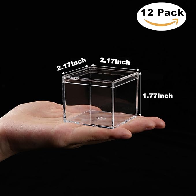 KissYou Acrylic Box with Lid Clear Square Cube Acrylic Boxes for Display Jewelry Storage Contanier Easter Party Decorative Box