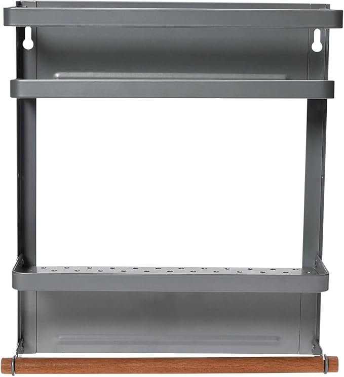 Household Essentials Metal Magnetic Organizer with Towel Rack, Grey