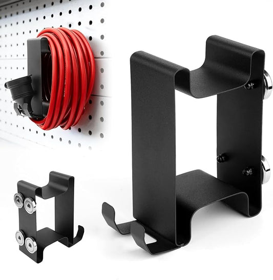 All Metal Magnetic Extension Cord Holder Organizer-Holds up to 32 ft Cord, Coinicxcel Heavy-Duty Extension Cable Hanger with 4 Strong Magnets & Integrated Hooks for Garage Organization and Storage