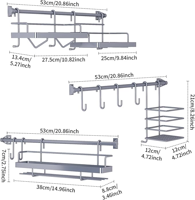 Kitchen Utensil Hanger & Spice Rack with Towel Holder,Space-Saving Wall Mount Kitchen Storage for Pantry,Countertop,Bathroom