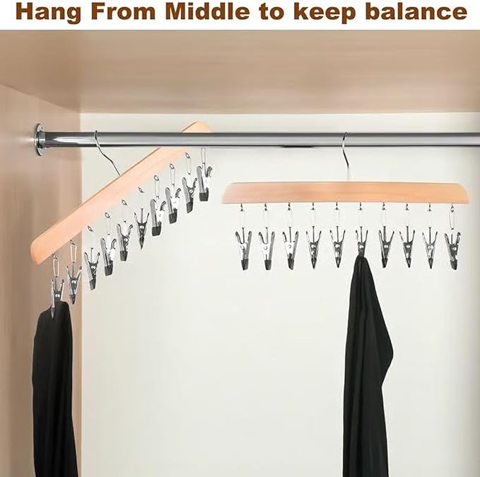 Closet Organizer with 10 Clips - Space Saving Hanging Closet Organizer, 2026 Upgraded Legging Hangers for Closet, 360° Rotating Metal Clips with Silicone Lining for Clothes (New-Vintage, 1PC)