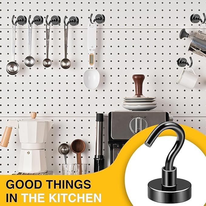DIYMAG Magnetic Hooks, 28pack Magnet Hook Essentials Strong Heavy Duty Magnetics for Kitchen Refrigerator Hanging Classroom Cruise Cabins Accessories Hook Black
