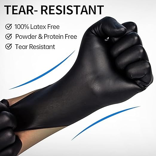 Jointown Basic Medical BLACK Nitrile Exam Gloves, 4 Mil,- Latex-Free & Powder-Free - NGPF1045 (2 boxes of 100), Medium