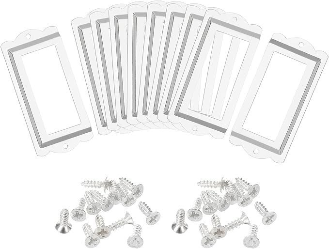 uxcell Metal Label Holders, 85x40mm 10pcs File Name Card Tag Label Holder Frame for Office Library Drawer Cabinet Shelves, Silver Tone
