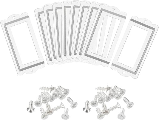uxcell Metal Label Holders, 85x40mm 10pcs File Name Card Tag Label Holder Frame for Office Library Drawer Cabinet Shelves, Silver Tone