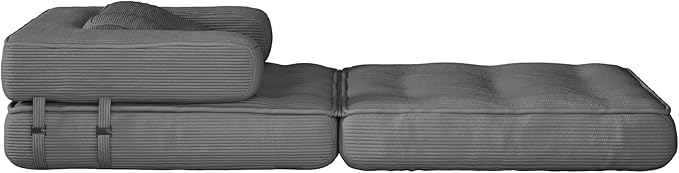 Folding Sofa Bed - Adults Convertible Sleeper Chair for Living Room, Bedroom, Grey