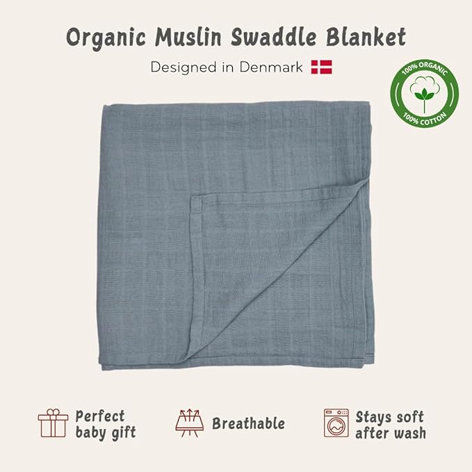 Baby Swaddle – Organic Cotton Muslin Baby Swaddles for Newborns 47” x 47” (Tradewins)