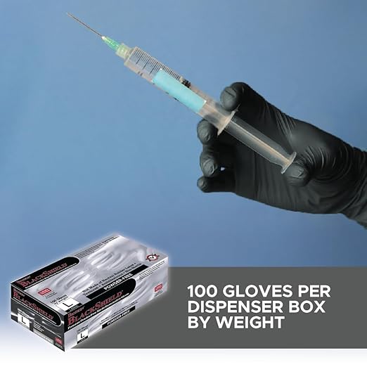 BioSkin Nitrile Exam Grade Disposable Gloves, 6 Mil - 2X-Large | Powder-Free, Chemical + Puncture Resistant, Textured | for Medical, Industrial, Janitorial, Food Service (Box of 100)