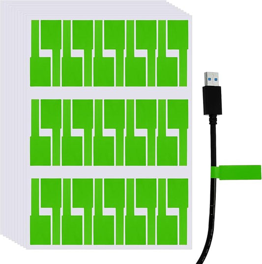 uxcell 300 Pcs Cable Labels, Waterproof Wire Cord Labels Tags, Cord Organizer Management Tags for Charger Cable Organizer Wire Markers Printer and Handwriting, Light Green