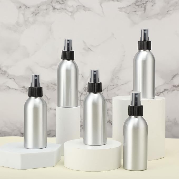 Irenare 24 Pcs Small Spray Bottles Aluminum Fine Mist Spray Bottles Bulk Metal Essential Oil Storage for Perfume Toner Liquid Refillable Pump Vials Atomizer Containers for Room Travel(4 Oz)