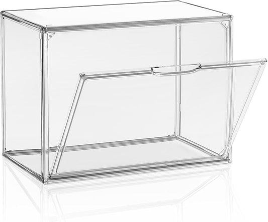 Purse Organizer for Closet, Handbag Storage Organizer Stackable Display Box with Magnetic Door, Acrylic Display Case for Collectibles, Closet Storage Bins for Figures, Wallet, Dolls, 1 Pack