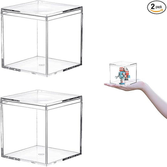 Acrylic Box Clear Display Box with Lid Plastic Square Cube Containers Home & Office Storage Box Wedding Party Favor Candy Pill and Tiny Jewelry Box