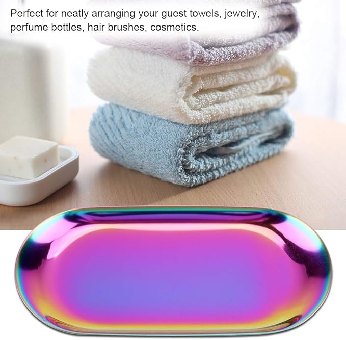 Rengue Nordic Style Stainless Steel Storage Tray, Soft Brass Finish, 9.1x3.7 Inches, Jewelry and Cosmetics Organizer for Home or Office Nordic Style Stainless Steel Storage Tray, Nan (S)