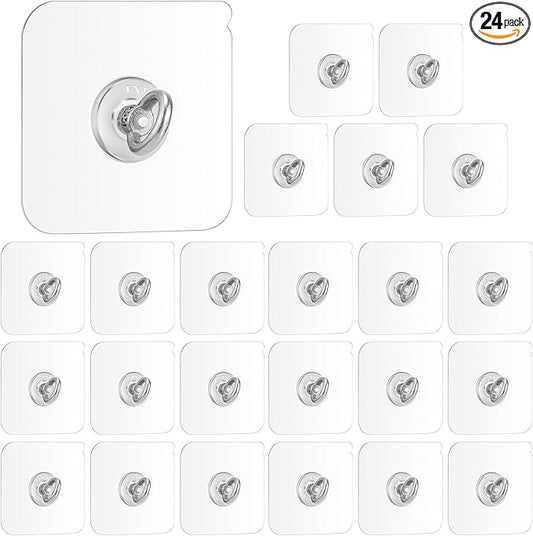 24 Pcs Heavy Duty Adhesive Ceiling Hooks Ceiling Wall Christmas Hooks Hangers Without Nails Practical Stainless Steel Waterproof for Indoor Outdoor Home Office Kitchen Hanging Plant