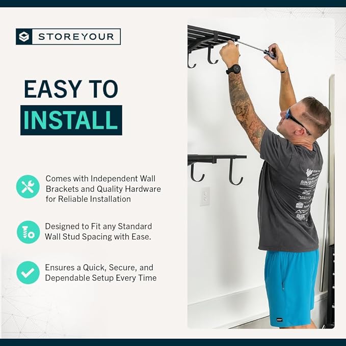 StoreYourBoard Heavy Duty Garage Shelf Wall Mount 2ft x 4ft – Wall-Mounted Shelving for Storage & Organization – Heavy Duty Garage Shelves for Tools, Bins, & Equipment – Holds 200 lbs - Black