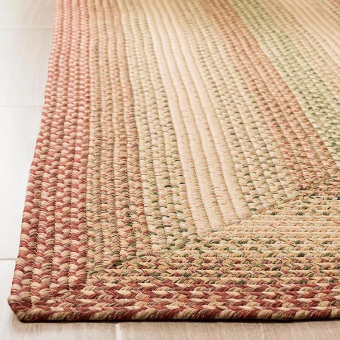 SAFAVIEH Washable Rug Outdoor Braided Collection - 2'6" x 4' Accent, Rust & Multi, Handmade & Reversible, Non-Shedding & Easy to Clean, Entryway, Front Door, Kitchen, Mudroom (BRD303A)