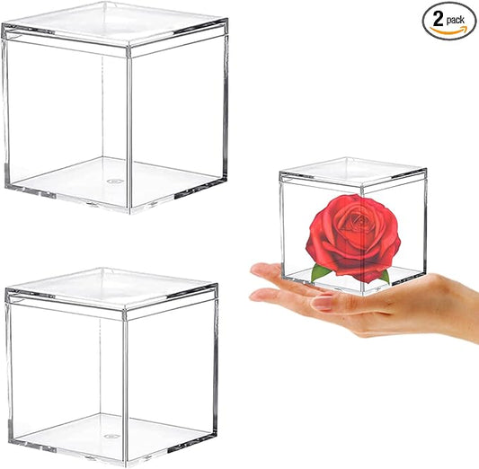 KissYou Acrylic Box Clear Display Case Storage Box with Lid Wedding Gift Party, Treats, Candies & Accessories,Plastic Boxes