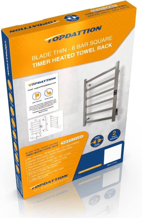 Smart Wireless Electric Towel Warmer | Blade Thin 4 Bar Design | Hardwired & Plug-in | Alexa & Google Home Compatible | Matte Black Finish