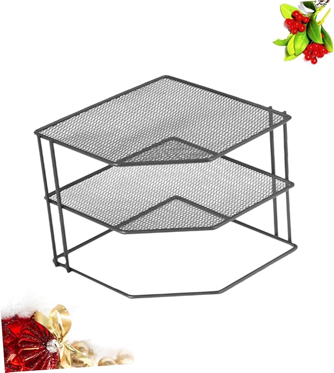 Luxshiny 1Pc Multi Functional Triangle Craft Kitchen Condiment Rack Black Storage Organizer for Clean and Organized Minimalist Design