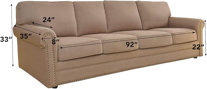 Easy-Going 4 Seater Sofa Slipcover Reversible Sofa Cover Water Resistant Couch Cover with Foam Sticks Elastic Straps Furniture Protector for Pets Children Dog Cat (XX-Large, Cyan/Ivory)