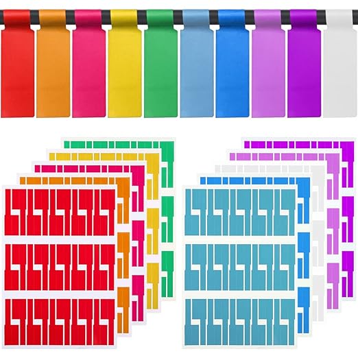 Cable Labels Tags, 300 PCS 10 Colors Cord Labels Wire Labels Waterproof Labeling Wire for Cable Management, Self Adhesive Wire Labels Tags Printable for Laser Printer and Identification