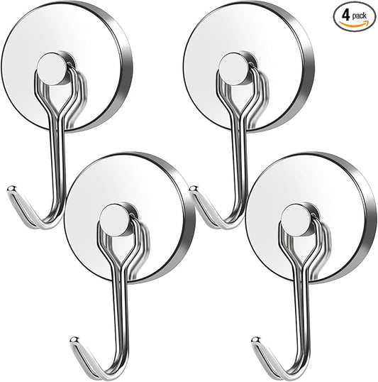 MIKEDE Magnetic Hooks Heavy Duty, 120LB Swivel Swing Strong Magnetic Hooks Cruise,Neodymium Hook Magnets for Home, Kitchen, Workplace, Metal Door, Office and Garage - Pack of 4