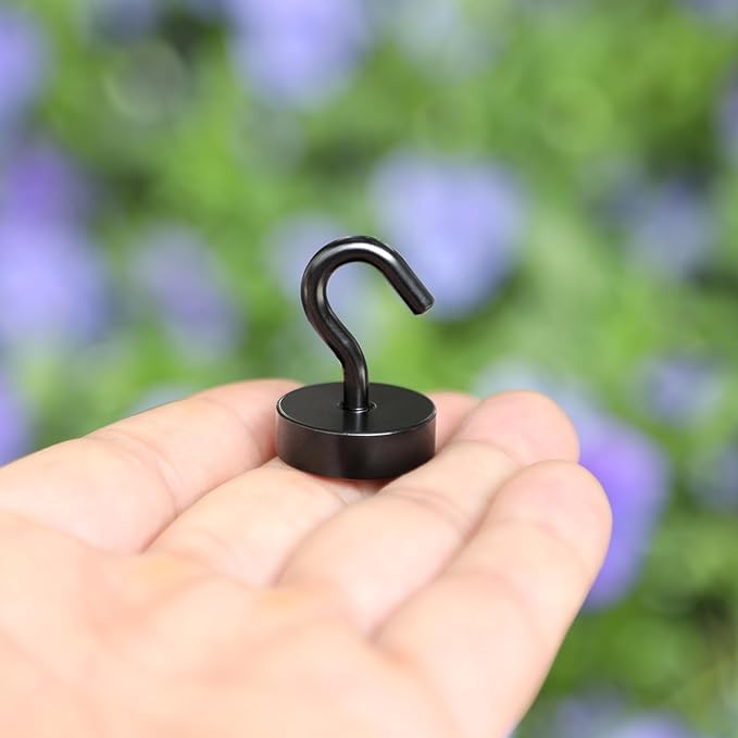 Neosmuk Magnetic Hooks, Cruise Ship Essentials, 40lb+ Heavy Duty Magnetic Hooks for Cruise Cabins, Refrigerator, Grill, Hanging, and Travel | Extra Strong Must-Haves Magnet Hook,Black