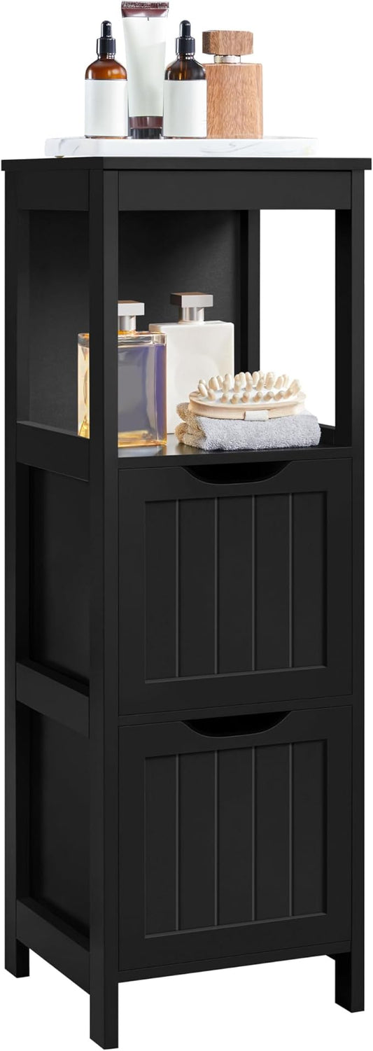 Yaheetech Bathroom Storage Cabinet, Small Floor Cabinet with 2 Removable Drawers, Slim Storage Organizer Rack Stand for Bathroom/Kitchen/Corner/Small Space,Black