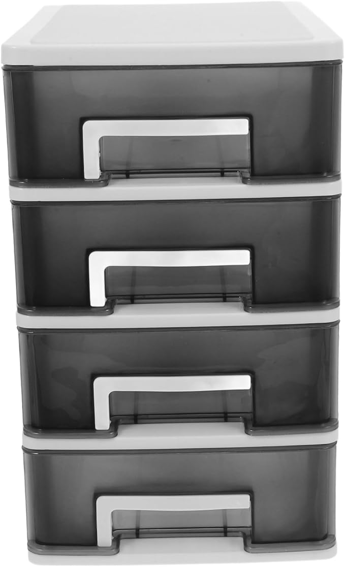 Cabilock Four-layer Plastic Drawer Storage Cabinet Portable Organizer Black Design for Desktop Multifunctional Space-saving Storage for Home and Office