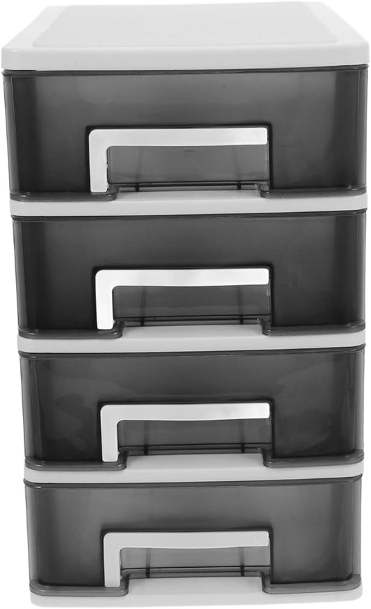 Four-layer Plastic Drawer Storage Cabinet Portable Organizer Black Design for Desktop Multifunctional Space-saving Storage for Home and Office