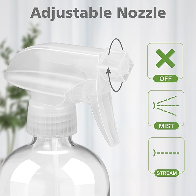 Glass Spray Bottles with Silicone Sleeve Protection, Empty 16 oz Refillable Containers, Reusable Spray Bottles with Adjustable Nozzle for Hair, Cleaning Solutions, 3 Pack Purple