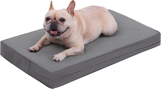 Vonabem Small Dog Bed Waterproof Pet Crate Pad Washable with Removable Cover Reversible, Puppy Cat Beds Orthopedic, Outdoor Durable Leather Anti-Slip 24 inch Kennel Pads 23"x17" Grey