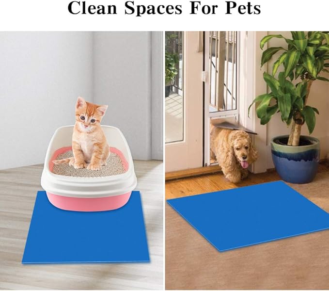 Sticky Mat, Reusable Adhesive Tacky Mat Floor Pad - Removes Dust, Dirt & Small Debris Sticky Floor Mat for Home Cleanroom Lab Hospital Construction Pets (23.6" x 35.5", Blue)