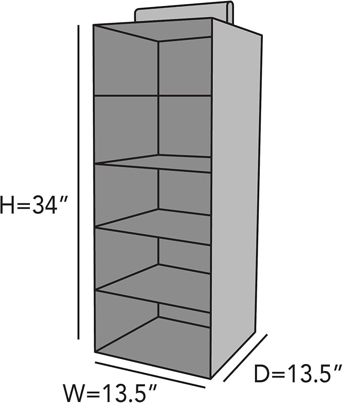 Covermates Keepsakes Hanging Closet Organizer - Heavy Duty Material, Sturdy Interior Shelves - Closet Storage, Brown Heather