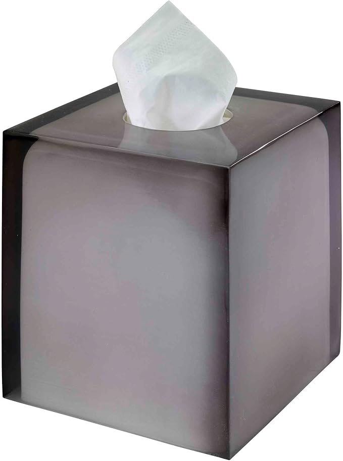 Avanti Linens - Tissue Box Cover, Resin Countertop Accessories, Modern Home Decor (Soho Collection, Smoke)