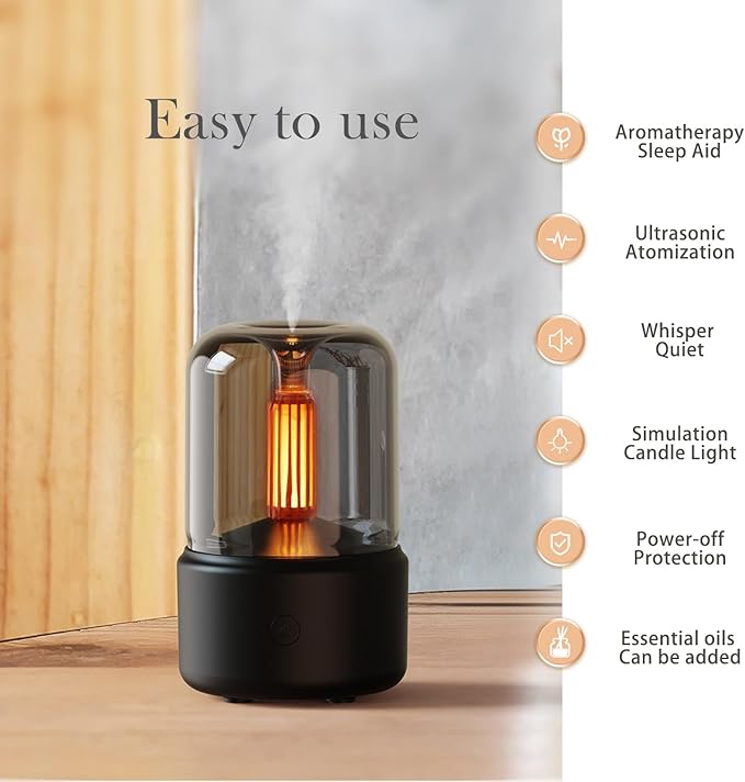 LONCIN Essential Oil Diffuser, 150ml Aromatherapy Diffuser with Auto Shut-Off Function, Ultrasonic Diffusers for Essential Oils, Cool Mist Humidifier with Warm Lights, for Home & Office-Black