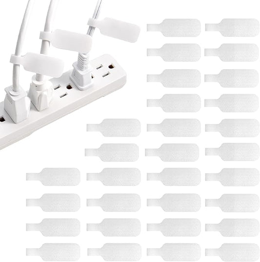 Wrap-It Storage Cable Labels - Medium, White (30-Pack) Write On Cord Labels, Wire Tags for Cable Management and Organizer for Electronics, Computers and More