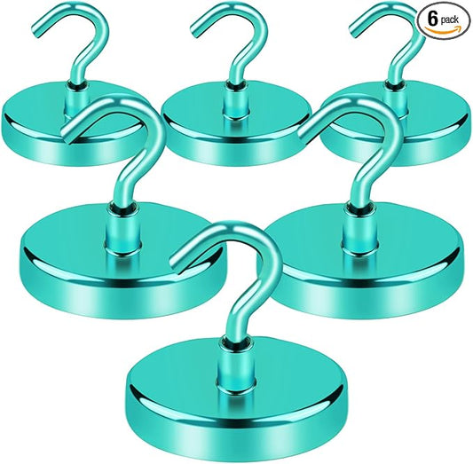 LOVIMAG Cruise Essentials, 170Lbs Door Magnets, Green Magnet Hooks for Cabin Strong Magnetic Hooks for Hanging, Refrigerator, Celling - 6 Pack
