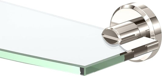 Gatco 5476 Locke Glass Shelf, Polished Nickel/Wall Mounted 20.13" X 5.38" Tempered Glass/Floating Rectangle Glass Shelf for Bathroom
