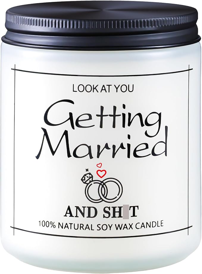 Funny Wedding Gifts, Bridal Shower Gift for Bride, Couple Engagement Gifts for Women, Bride to Be, Just Married, 9oz Lavender Scented Candle - Newly Wed Mr and Mrs Gift for The Couple