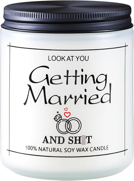 Funny Wedding Gifts, Bridal Shower Gift for Bride, Couple Engagement Gifts for Women, Bride to Be, Just Married, 9oz Lavender Scented Candle - Newly Wed Mr and Mrs Gift for The Couple