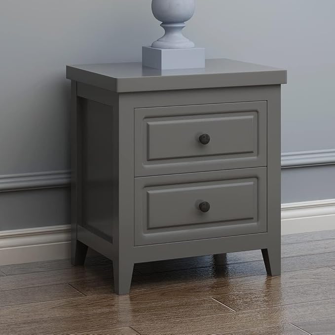 Minimalist 2-Drawer Nightstand - Small Bedside Table Storage Cabinet for Living Rooms, Hallways & Bedrooms - Stylish Home Organizer for Space-Saving Solutions