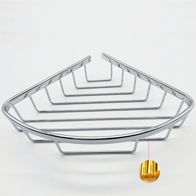 Classic Shower Corner Basket For Bathroom Shampoo Soap Holder Brass Material Polished Chrome