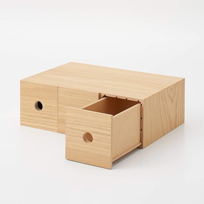 MUJI 82603323 Wooden Accessory Storage, 3 Tiers, Approx. Width 3.3 x Depth 6.7 x Height 9.9 inches (8.4 x 17 x 25.2 cm)