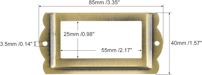 uxcell Metal Label Holders, 85x40mm 5pcs File Name Card Tag Label Holder Frame for Office Library Drawer Cabinet Shelves, Bright Bronze