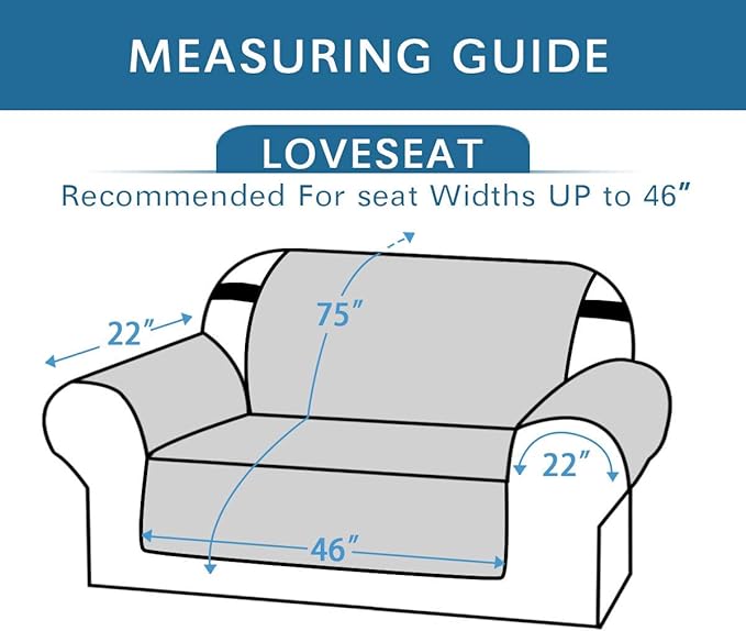 H.VERSAILTEX Reversible Loveseat Cover Couch Cover for 2 Cushion Couch Water Resistant Furniture Protector for Pets Durable Loveseat Slipcover with Non Slip Elastic Strap(Loveseat, Navy/Beige)